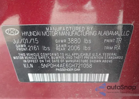 2016 Hyundai Elantra Se из США, поврежденный, VIN 5NPDH4AE6GH721058